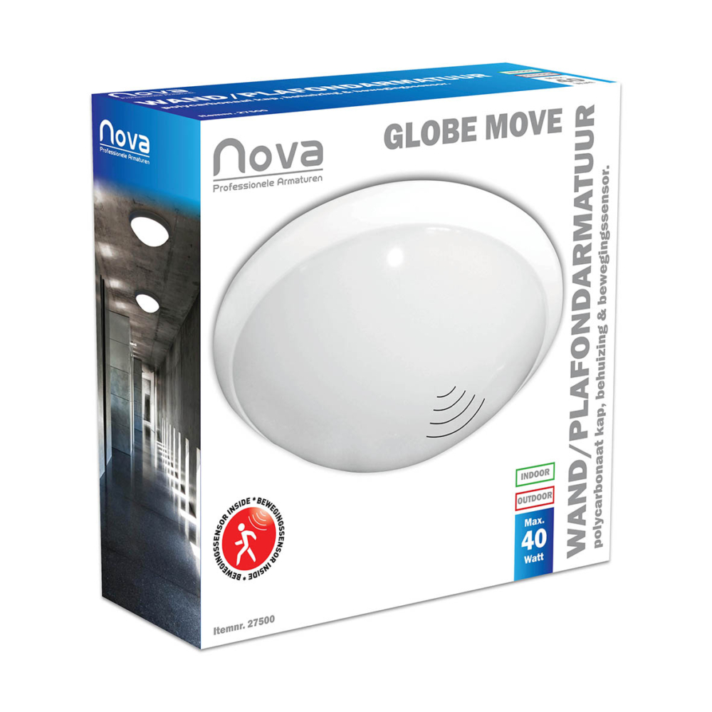 Nova Globe move plafond-wandarmatuur met sensor